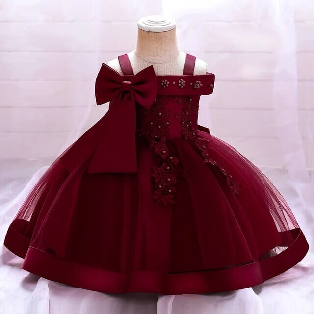 Lace Flower Baby Party Dress Girls Clothing Baby Boujee Red 6M 