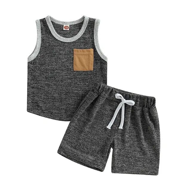 Toddler Boys Summer Outfit Boys Clothing Baby Boujee Dark Grey 6M 