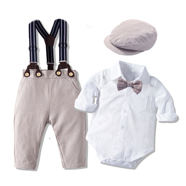 Stylish Suspenders Set Newborn + Infant Baby Boujee Beige 3M 