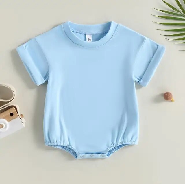 Oversized Bubble Romper Unisex Clothing Baby Boujee Blue 3M 