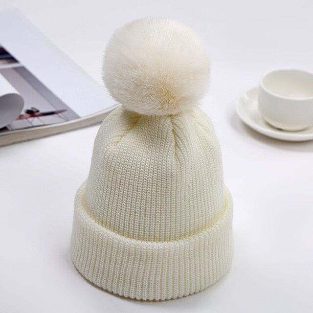 Prestige Pompom Beanie Accessories + Essentials Baby Boujee Ivory 