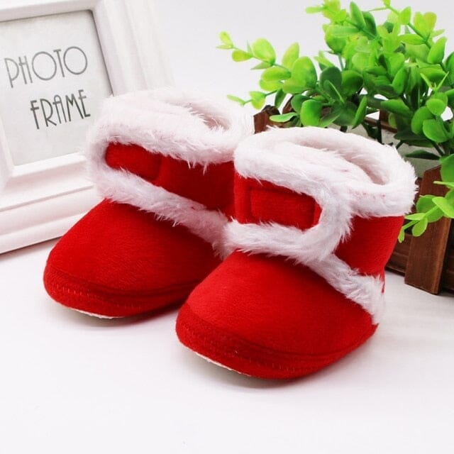 Deluxe Fur Boots Shoes + Socks USAdrop Red 0-6M: 4.52" (11.5cm) 