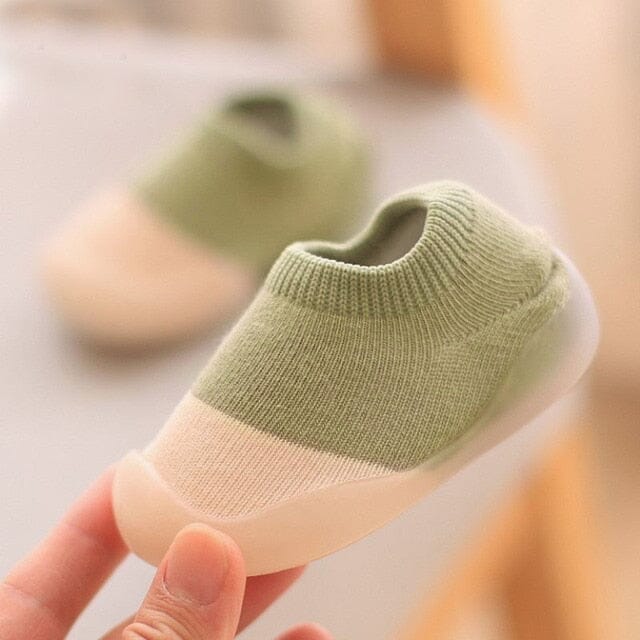 Little Love Slip-Ons Shoes + Socks USAdrop Green + White 3.5"-3.75" (8.9CM-9.5CM) 