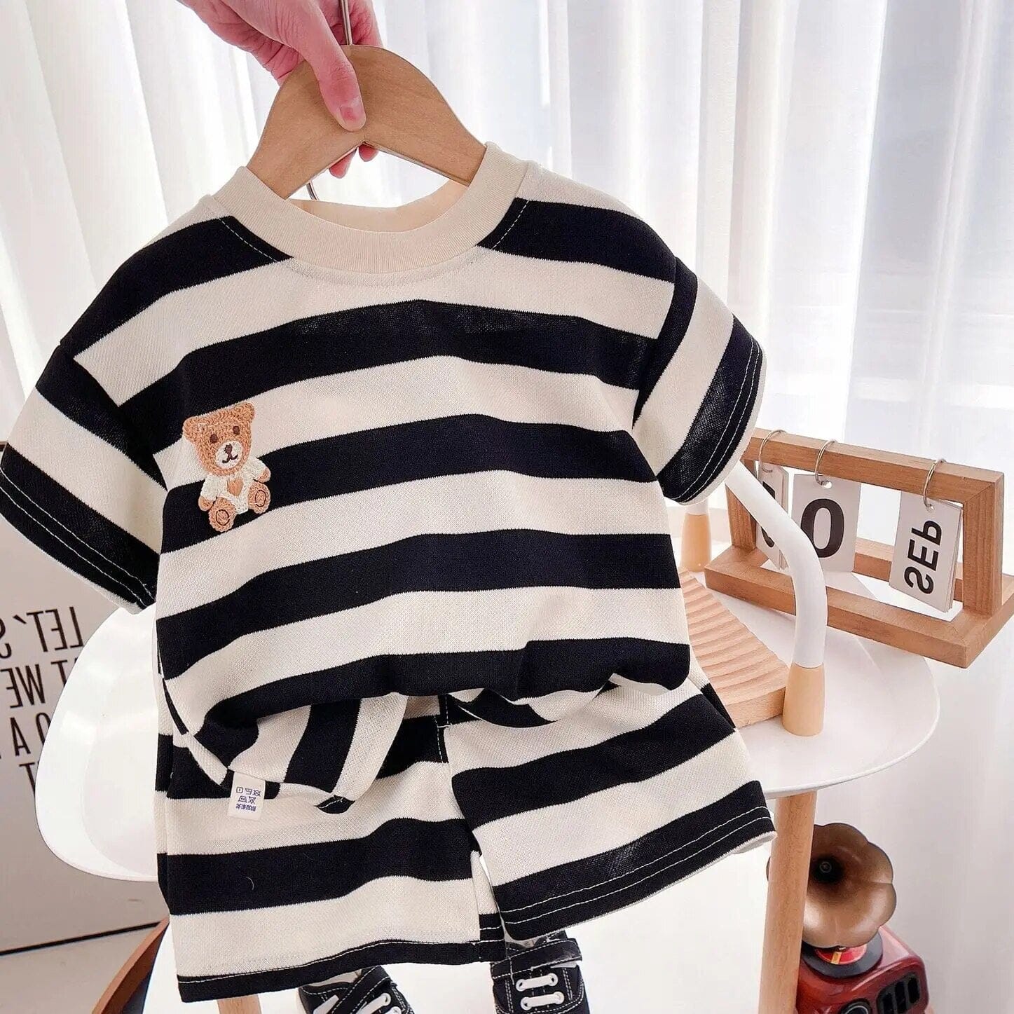 Stripey Little Dude Set Boys Clothing Baby Boujee Black 12M 