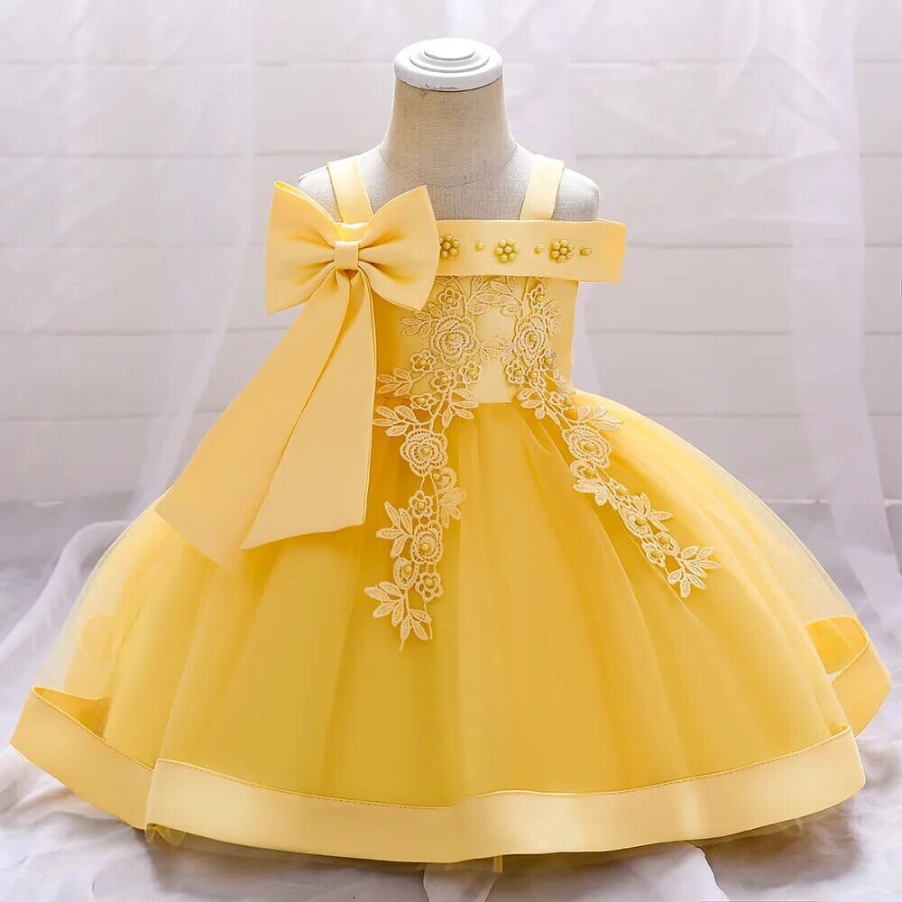 Lace Flower Baby Party Dress Girls Clothing Baby Boujee Yellow 6M 