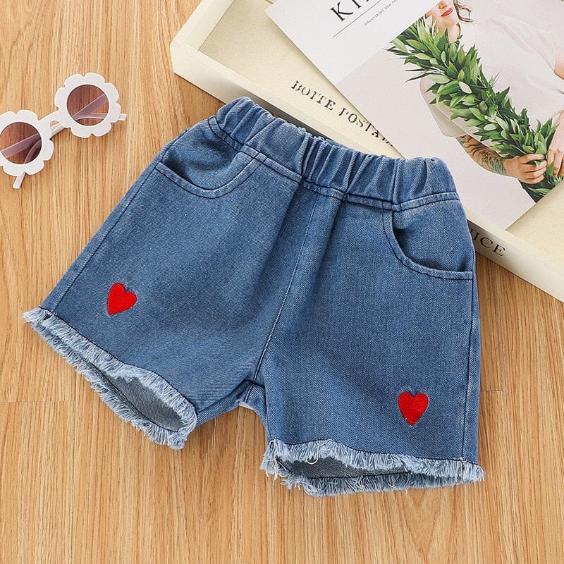 Love Heart Denim Jeans Girls Clothing Baby Boujee Blue 4Y 