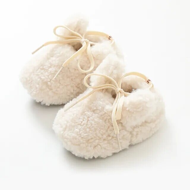 Winter Baby Moccasin Booties Shoes + Socks Baby Boujee Off White 6-12M 