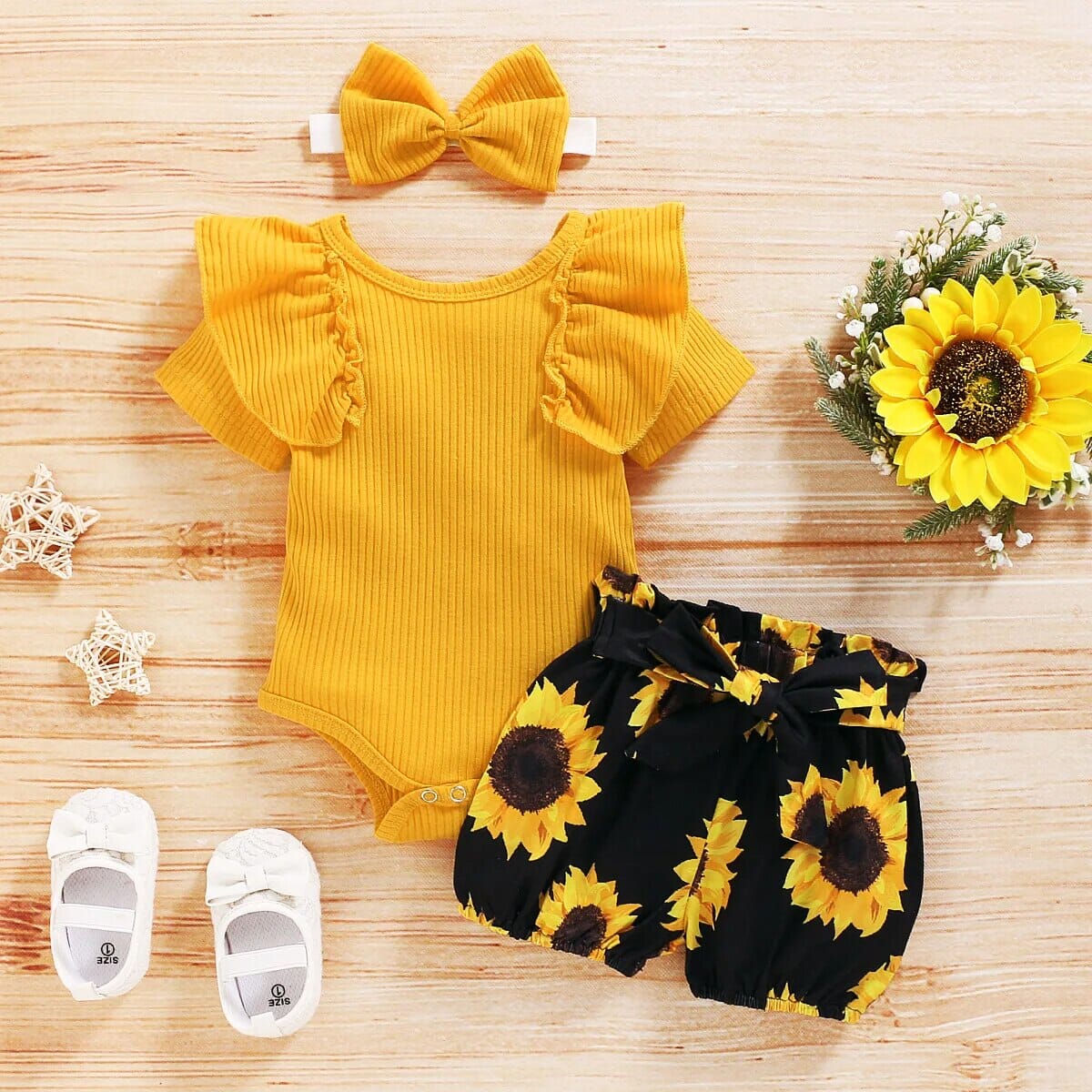 Luoyi Ruffle Romper Girls Clothing Baby Boujee Lemon 3M 