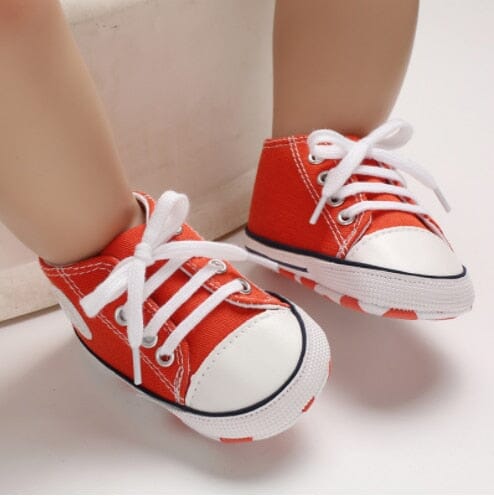 Fun Feet Canvas Sneakers Shoes + Socks Baby Boujee Red 0-6M (4.33"/11cm) 