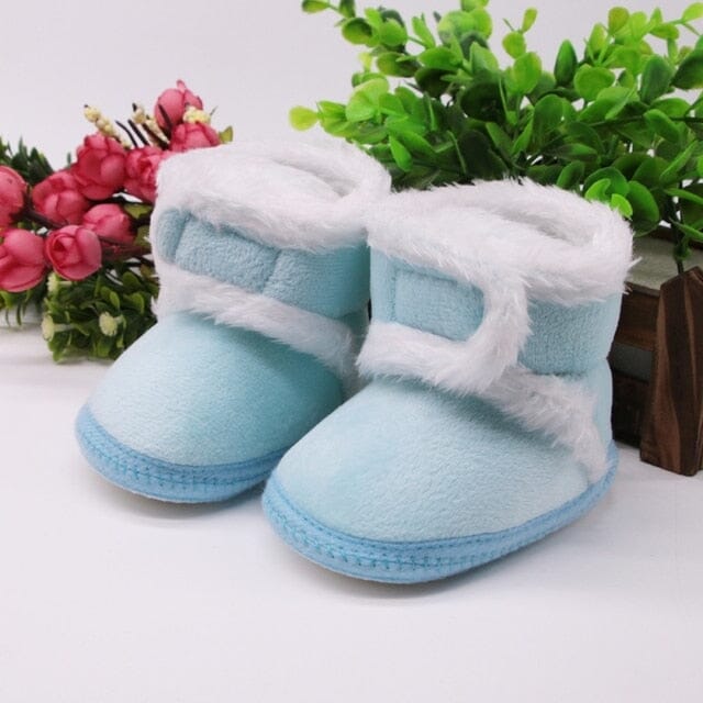 Deluxe Fur Boots Shoes + Socks USAdrop Blue 0-6M: 4.52" (11.5cm) 