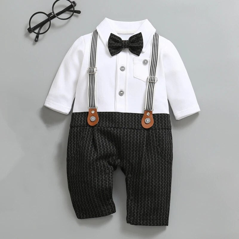 Gentleman Baby Formal Wedding Set Boys Clothing Baby Boujee Black + White 1-3M 