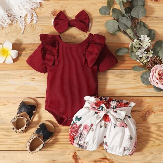 Luoyi Ruffle Romper Girls Clothing Baby Boujee Red 3M 