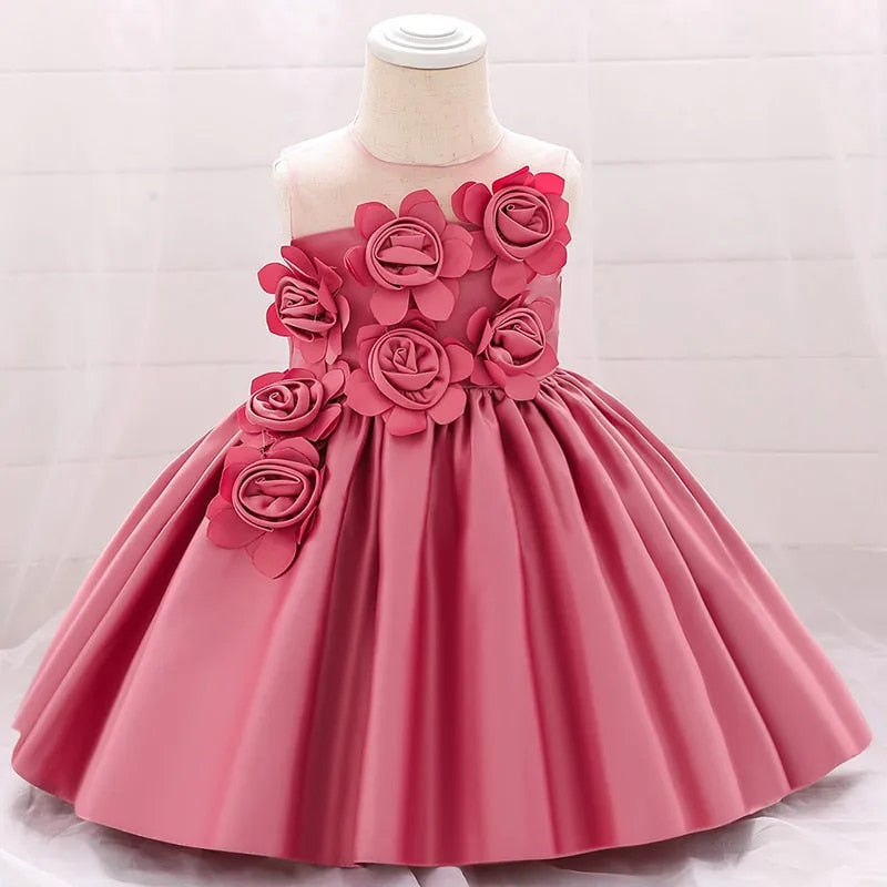 Elegant Flower Princess Dress Girls Clothing Baby Boujee Rose 3M 