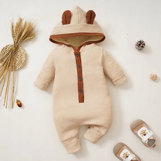 Late Autumn Hooded Baby Romper