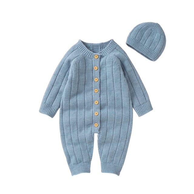 Beloved Bliss Wool Jumpsuit + Hat Newborn + Infant USAdrop Blue 0-3M 